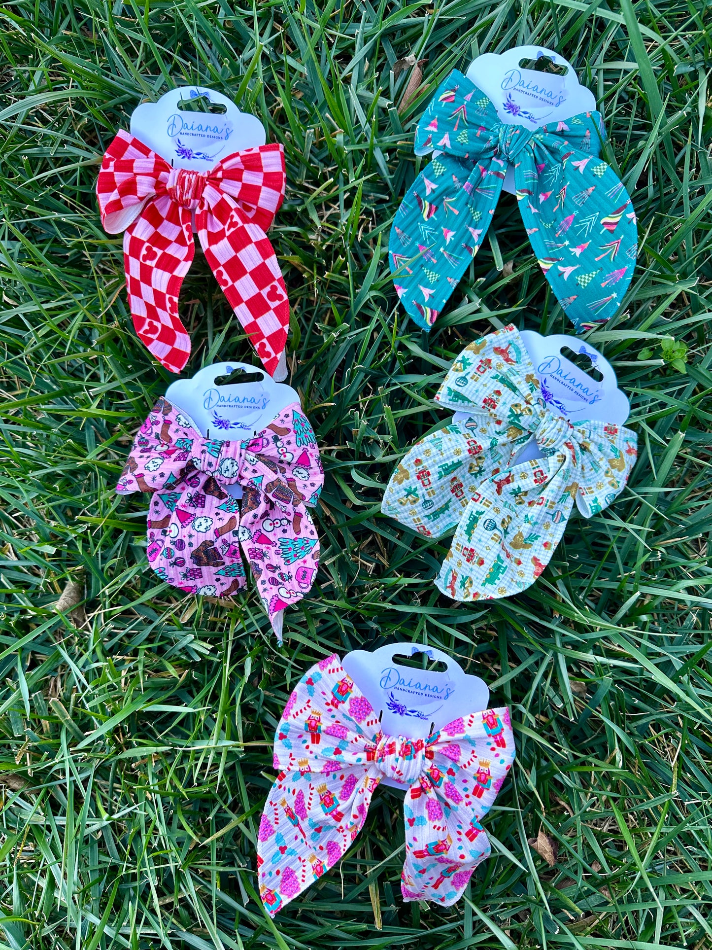 Christmas Fabric Bows, Alligator Clip Bows