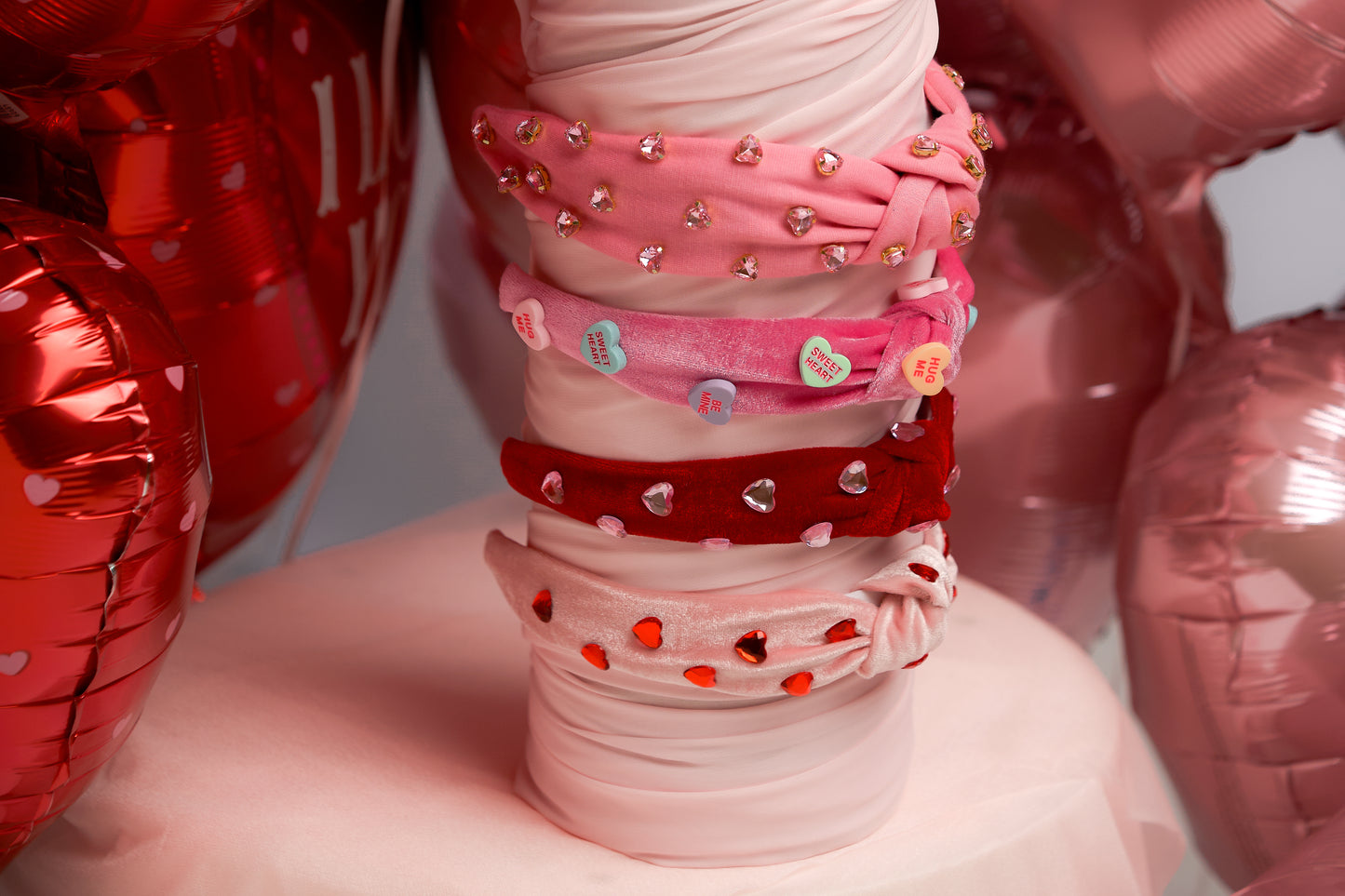 Rhinestone Hearts Knotted Headbands