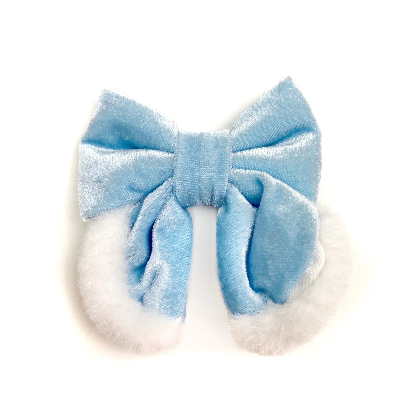 Fur Trimmed Velvet Short Tail Hair Bows