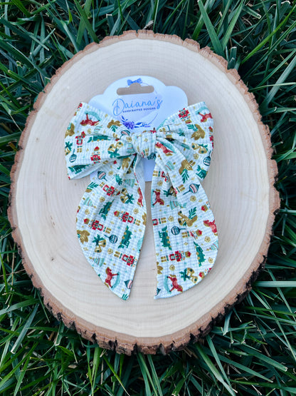 Christmas Fabric Bows, Alligator Clip Bows