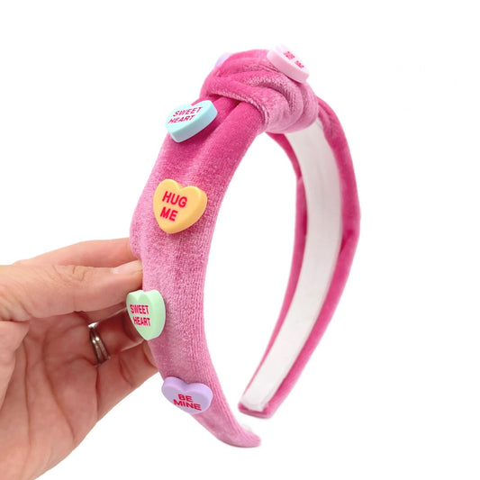 Pink Conversation Heart Knotted Headband