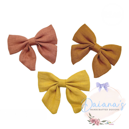 Autumn Linen Hair Bow Set