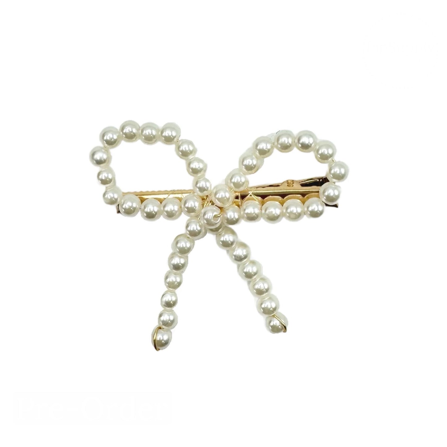 Bow Shaped Pearl Hair Clip