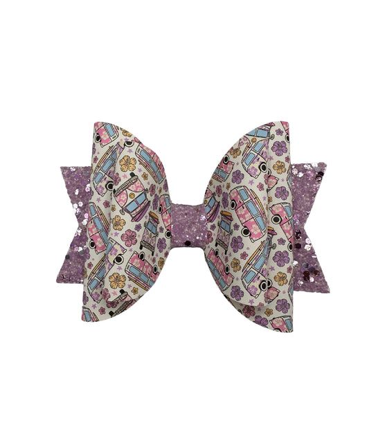 Surfer Summer Bus Faux Leather Bow