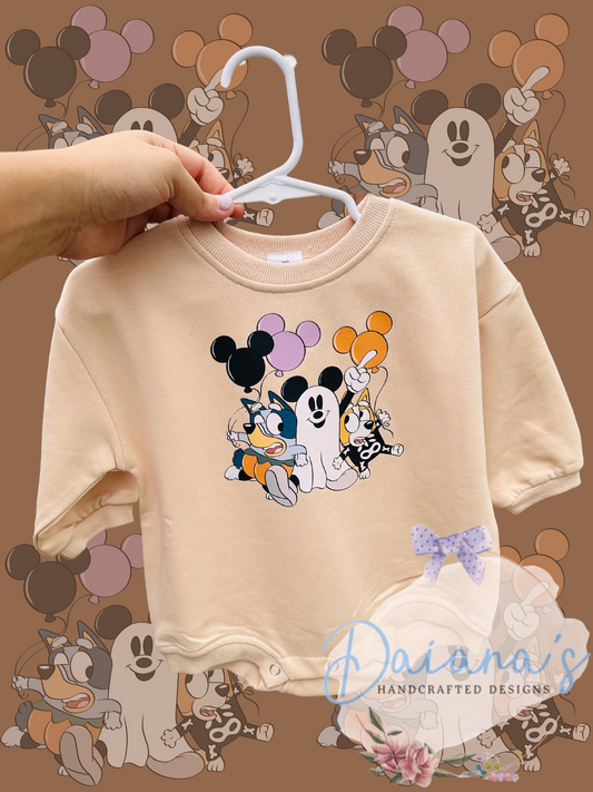 Dogs and Magical Ghost Mouse Bubble Romper