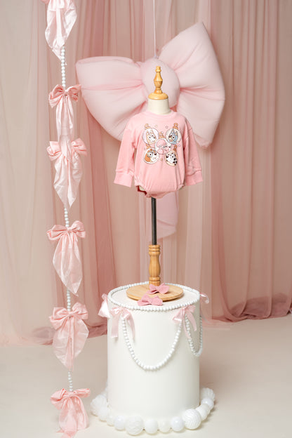 Christmas Dog Ornaments Pink Bubble Romper