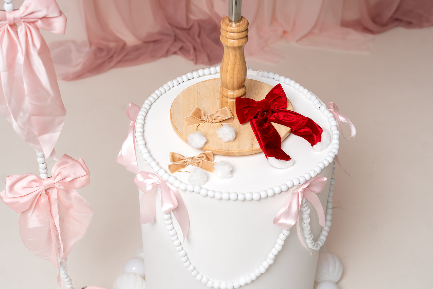 Fur Trimmed Velvet Long Tail Hair Bow