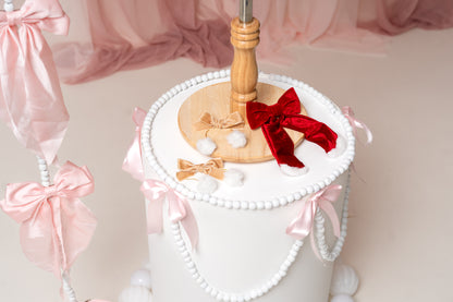 Fur Trimmed Velvet Long Tail Hair Bow