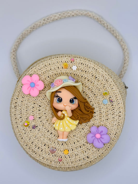 Flower Girl Straw Purse