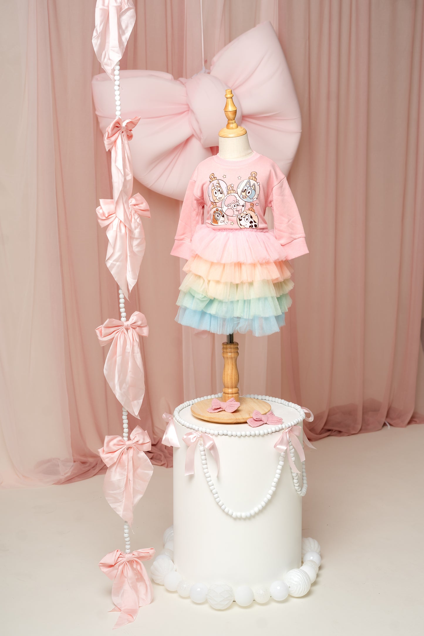 Christmas Dog Ornaments Pink Bubble Romper