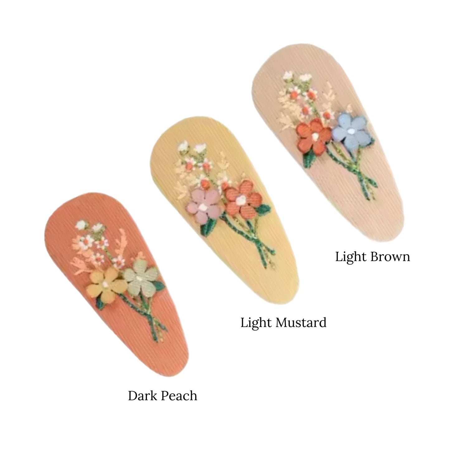 Flower Embroidered Hair Clip Set