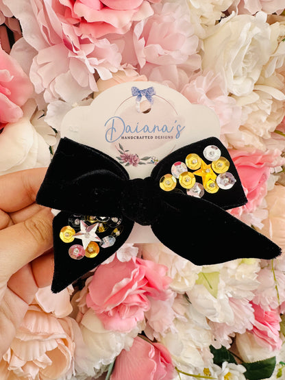 Celebration Sequin Beaded Velvet Hair Bow