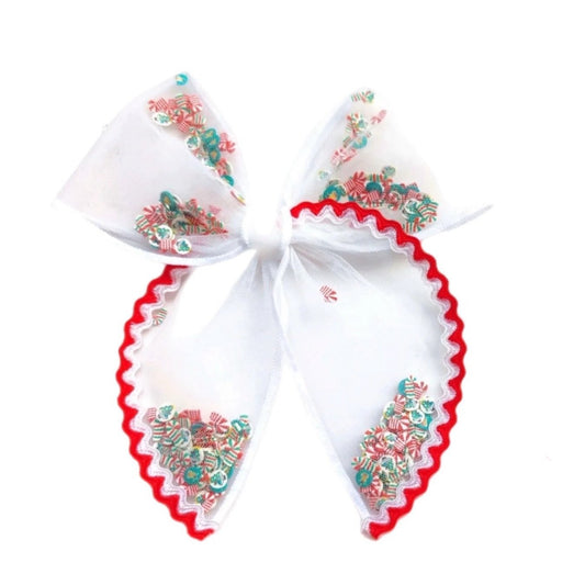 Red Ric Rac Teal Treats Christmas Shaker Bow