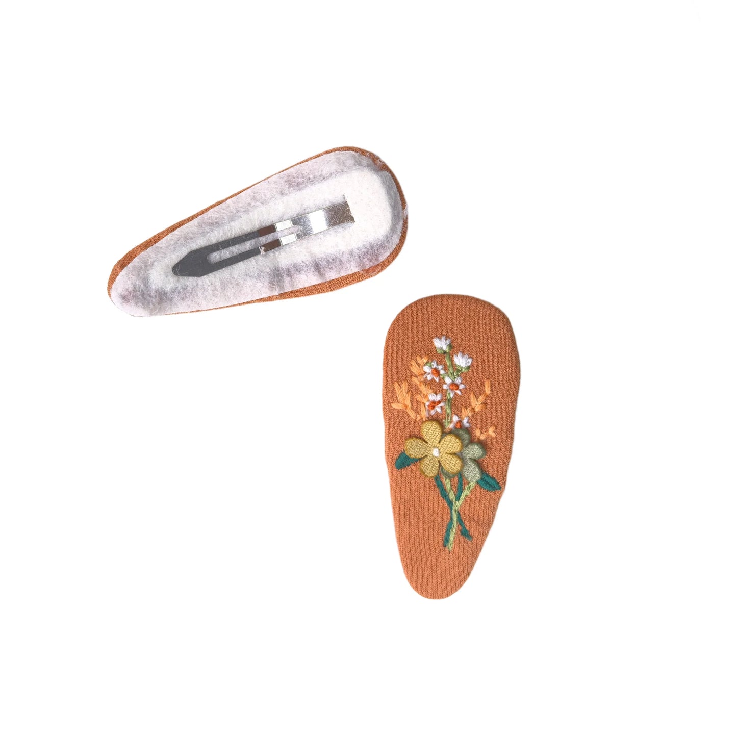 Flower Embroidered Hair Clip Set