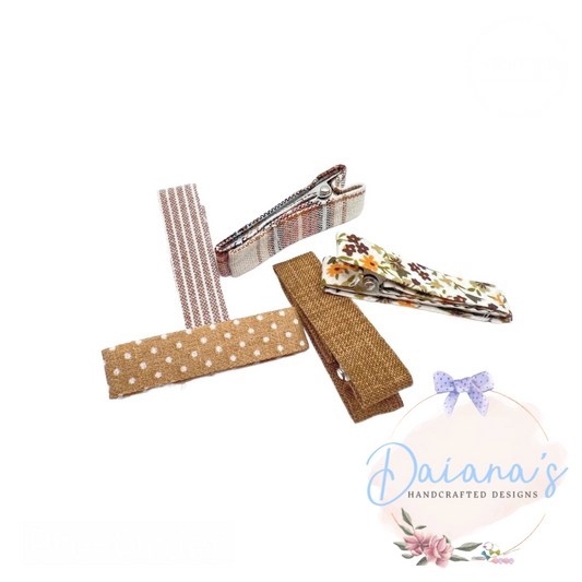 It’s Fall Fabric Fully Lined Hair Clips - Set of 5