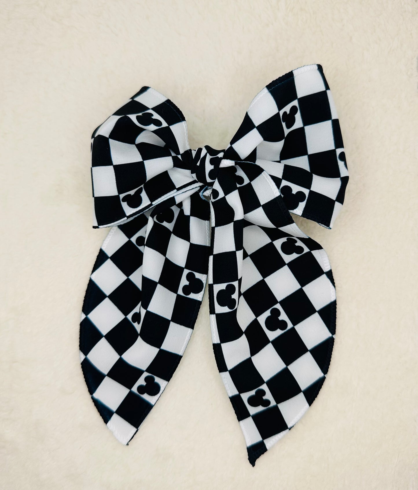 Mouse Checkered Fabric Bow