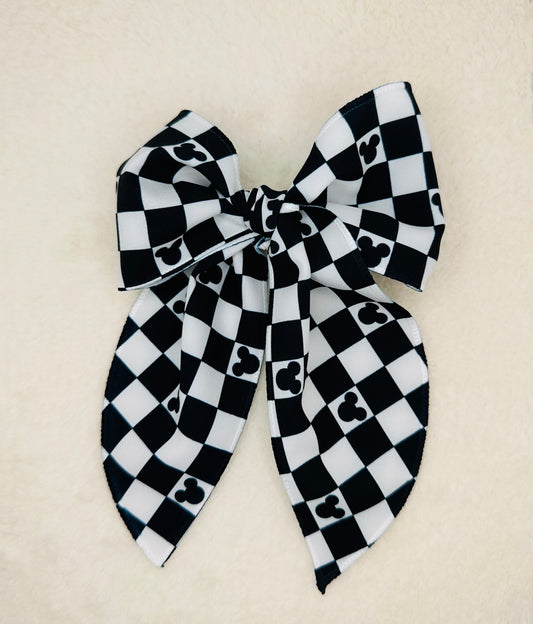 Mouse Checkered Fabric Bow
