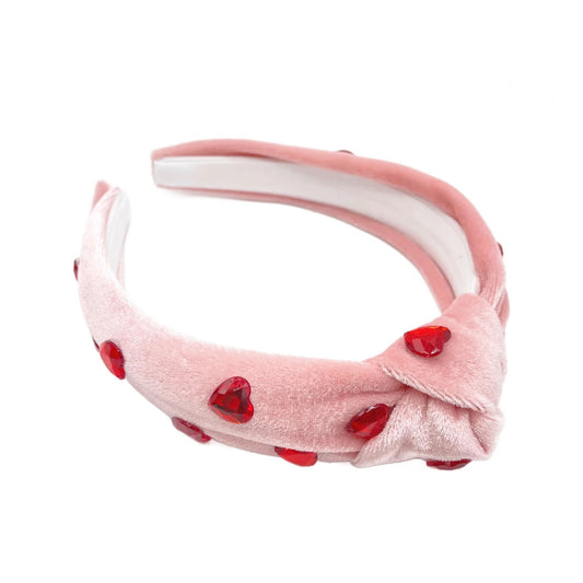 Velvet Heart Rhinestone Knotted Headband