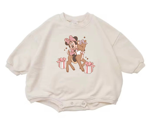 Pastel Pink Mouse Christmas Bubble Romper