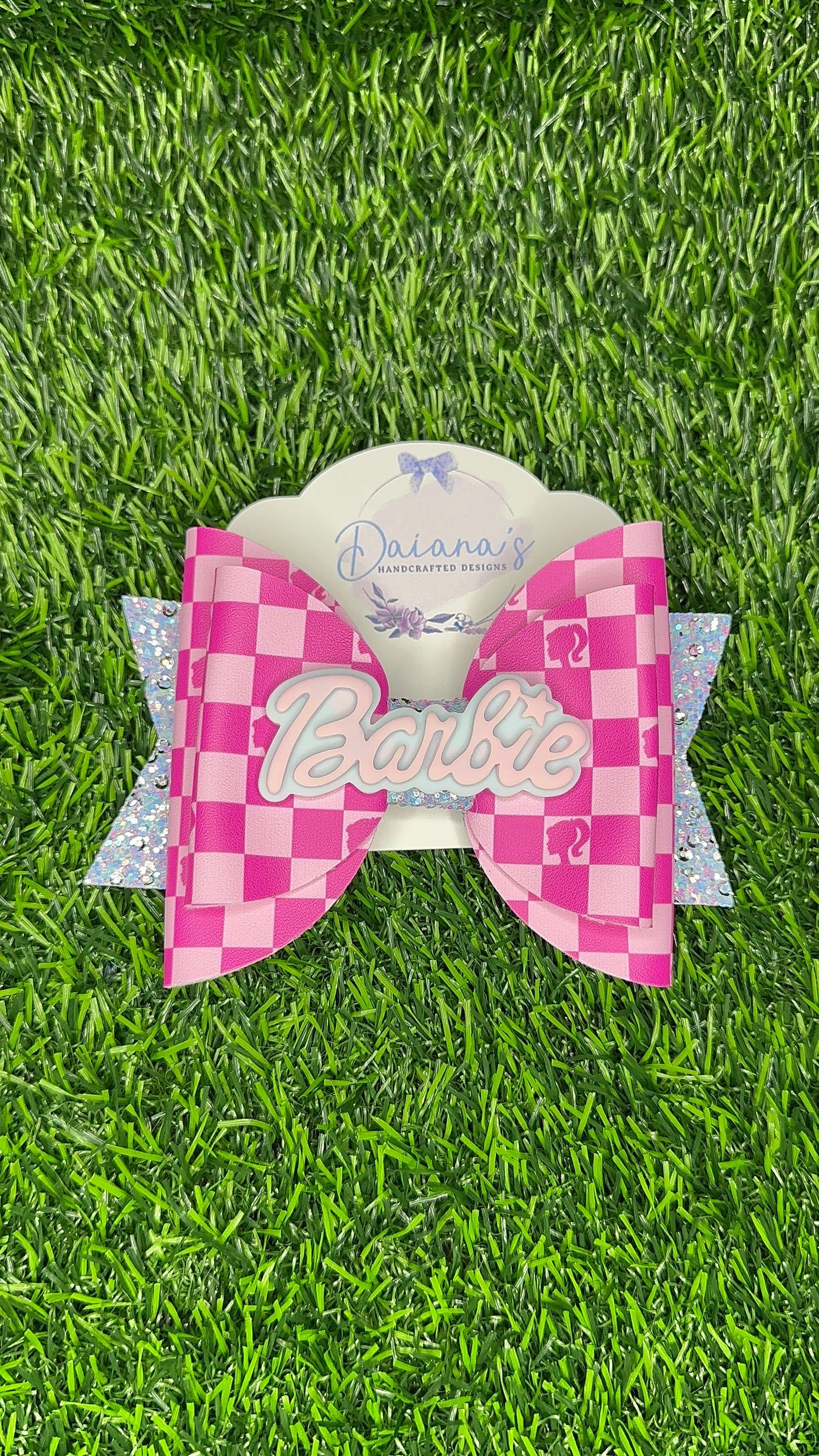 Doll Pink Faux Leather Bow