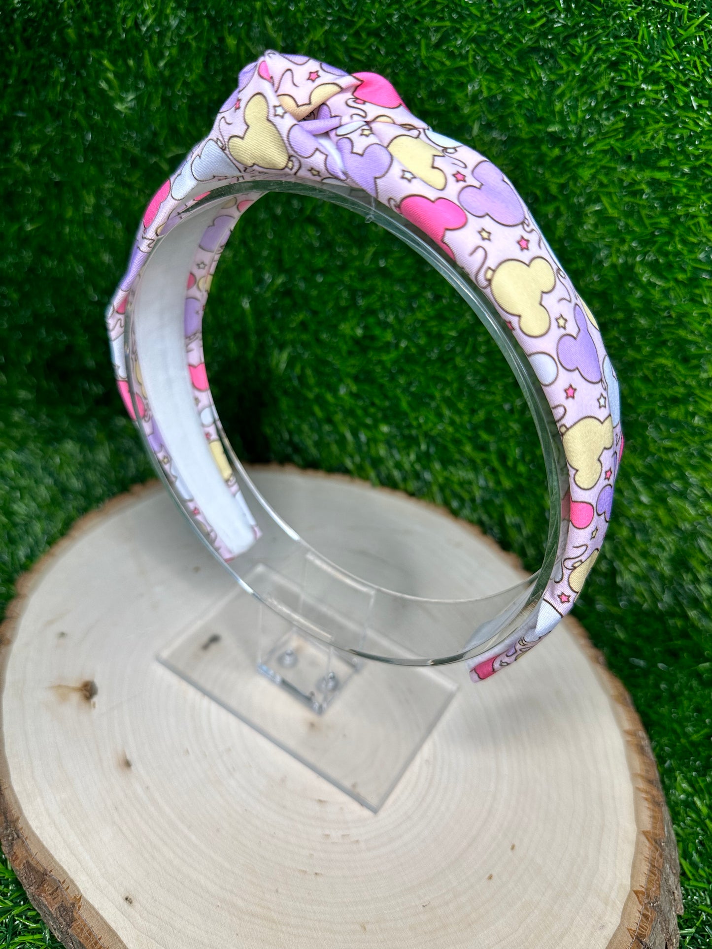 Pastel Mouse Balloons and Stars Knotted Headband