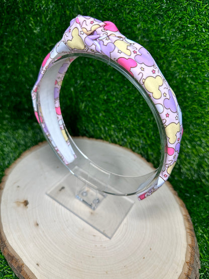 Pastel Mouse Balloons and Stars Knotted Headband