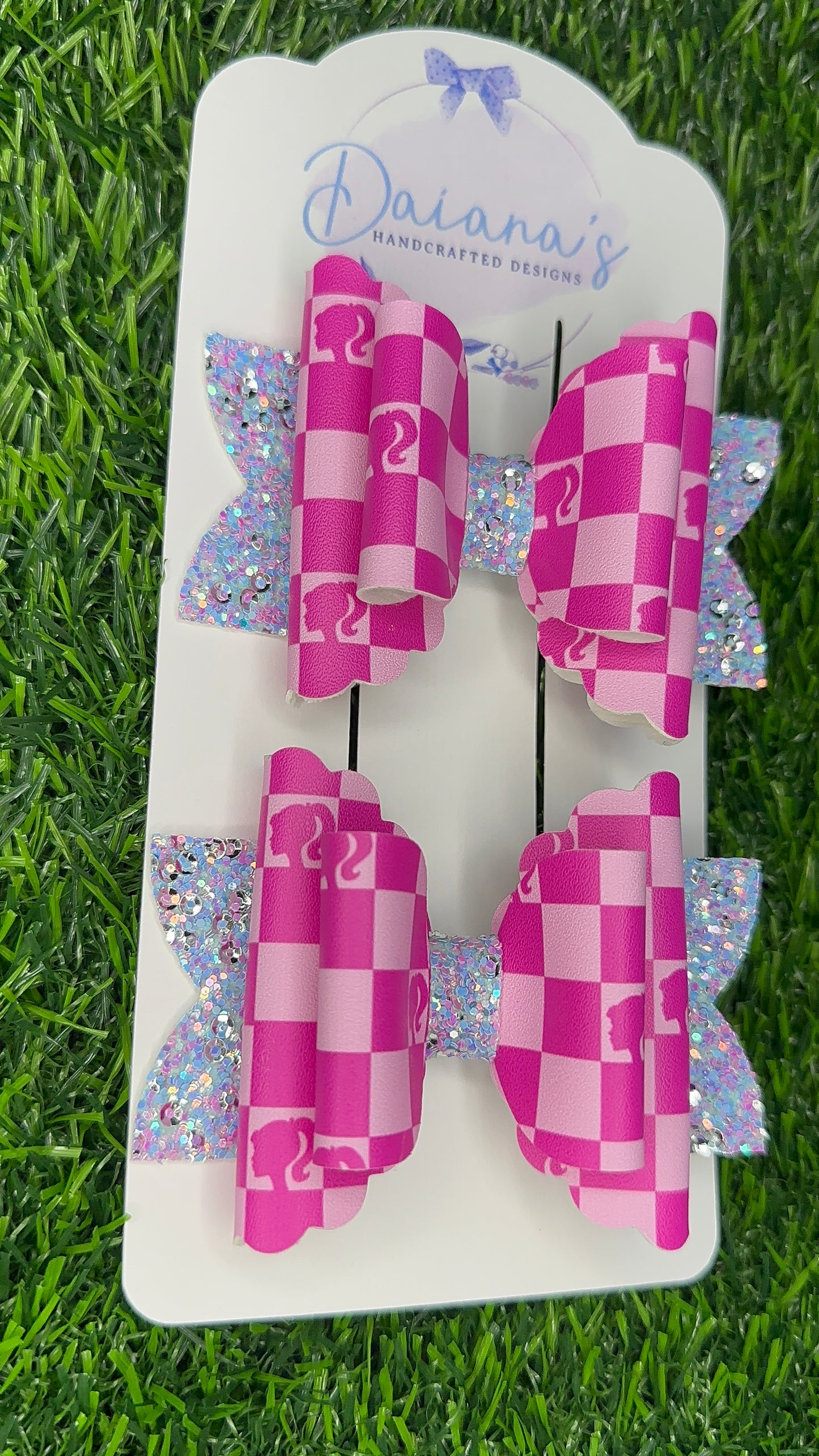Doll Pink Faux Leather Pigtail Bows