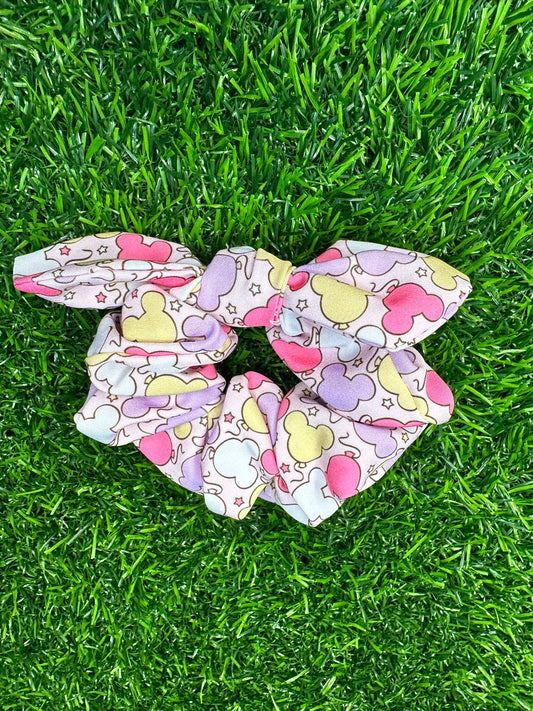 Pastel Mouse Balloons and Stars Scrunchie
