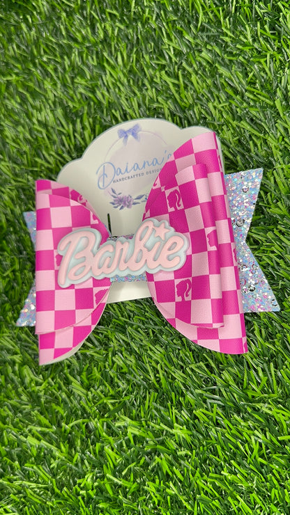 Doll Pink Faux Leather Bow