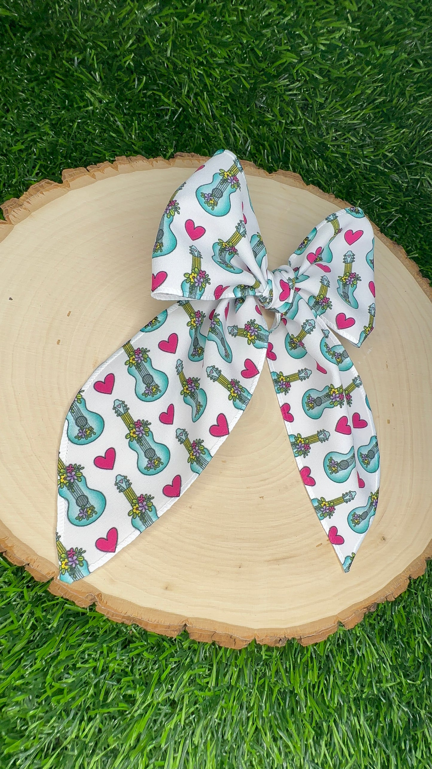 Groovy Floral Guitar Fabric Bow