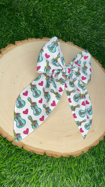 Groovy Floral Guitar Fabric Bow