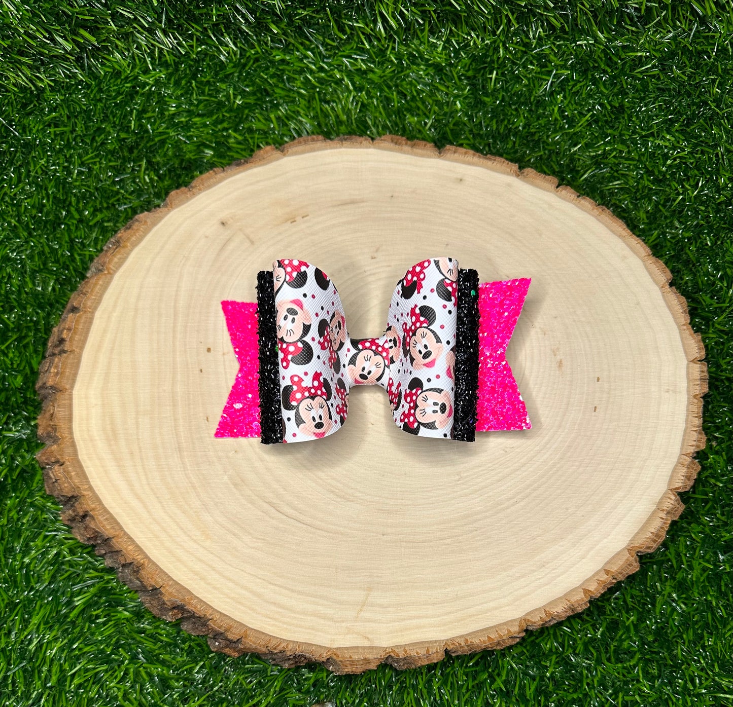 Mouse Faux Leather Hair Bow