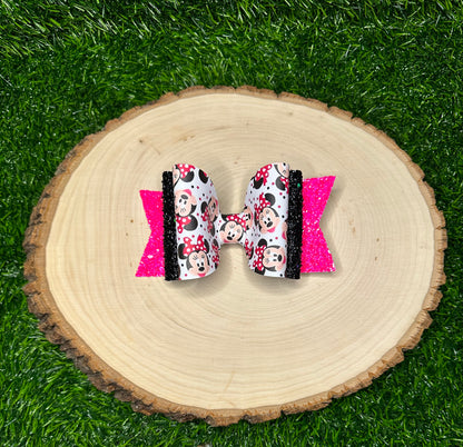 Mouse Faux Leather Hair Bow