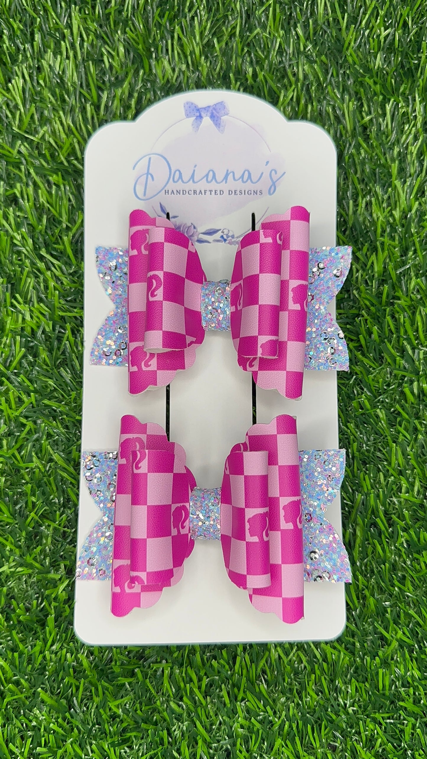 Doll Pink Faux Leather Pigtail Bows