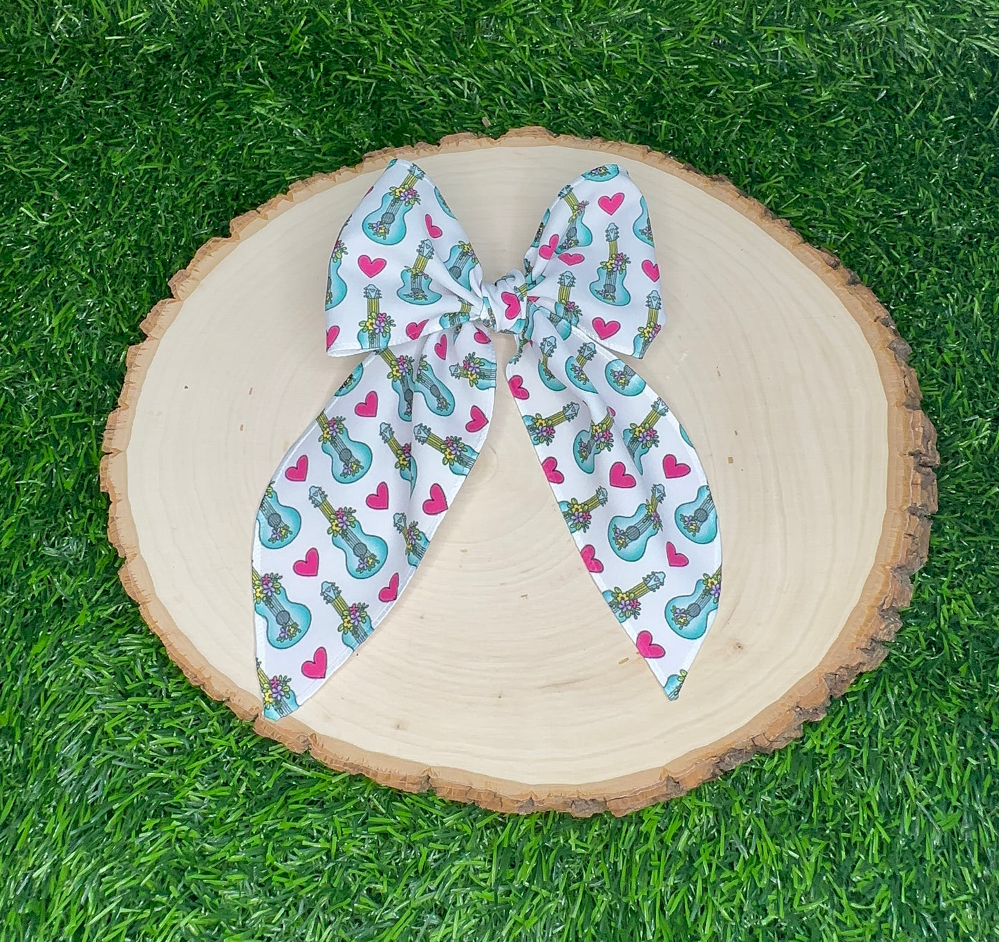 Groovy Floral Guitar Fabric Bow